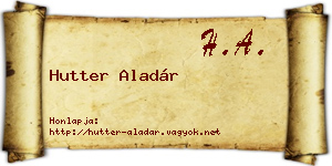 Hutter Aladár névjegykártya
